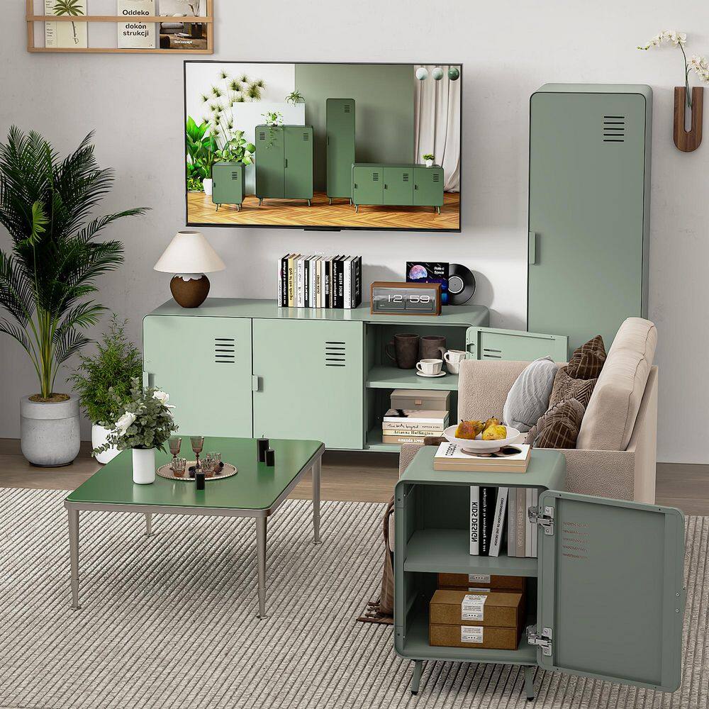 Wattv Grey 47.24 in. Modern Industrial Metal TV Stand with 3-Doors and Interior Shelving for TVs up to 46 in. price history on PriceWatchPro