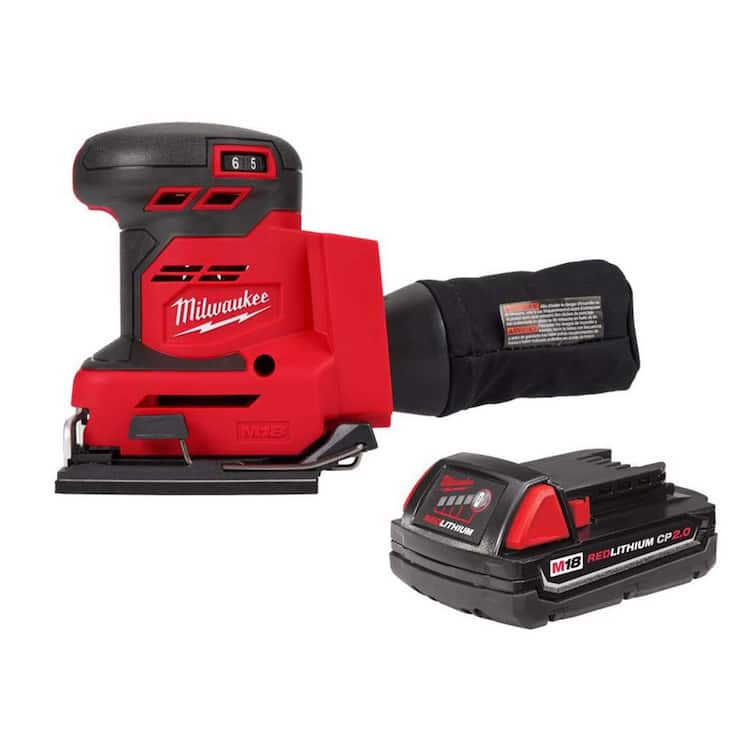 Milwaukee M18 18V Lithium-Ion Cordless 1/4 in. Sheet Sander with 2.0 Ah Compact Battery