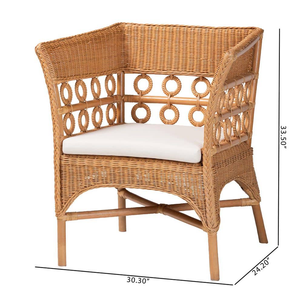 Handcrafted White Rattan Bohemian Accent Chair
