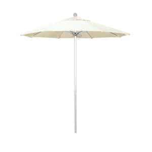 7.5 ft. Silver Aluminum Commercial Market Patio Umbrella with Fiberglass Ribs and Push Lift in Canvas Sunbrella