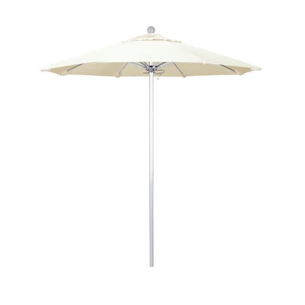 California Umbrella 7.5 ft. Silver Aluminum Commercial Market Patio Umbrella with Fiberglass Ribs and Push Lift in Canvas Pacifica