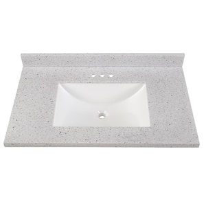 37 in. Solid Surface Vanity Top in Silver Ash with White Sink