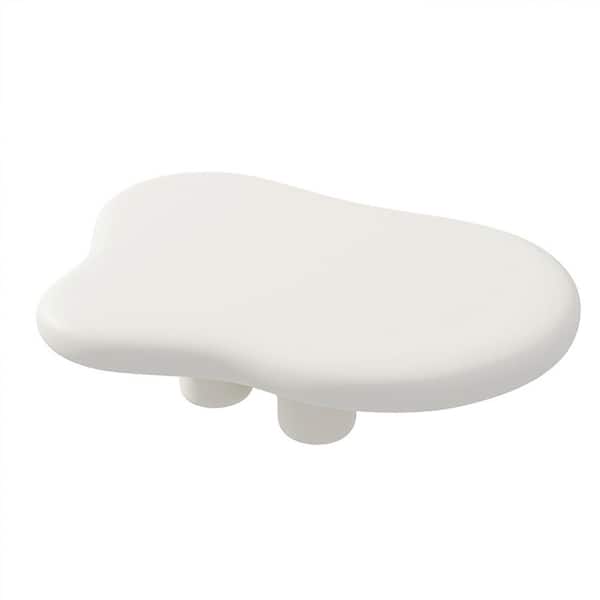 JASIWAY 47.24 in. Cream-white Flower Specialty Cloud Shape PE Top Coffee Table