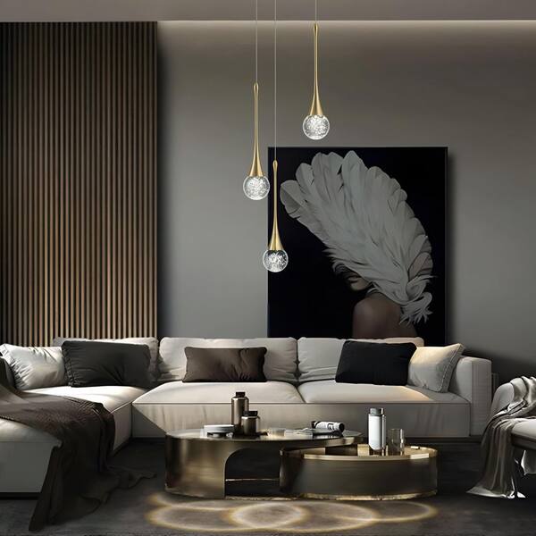 TinHon Modern Gold LED Multi Pendant Light with Clear Bubble