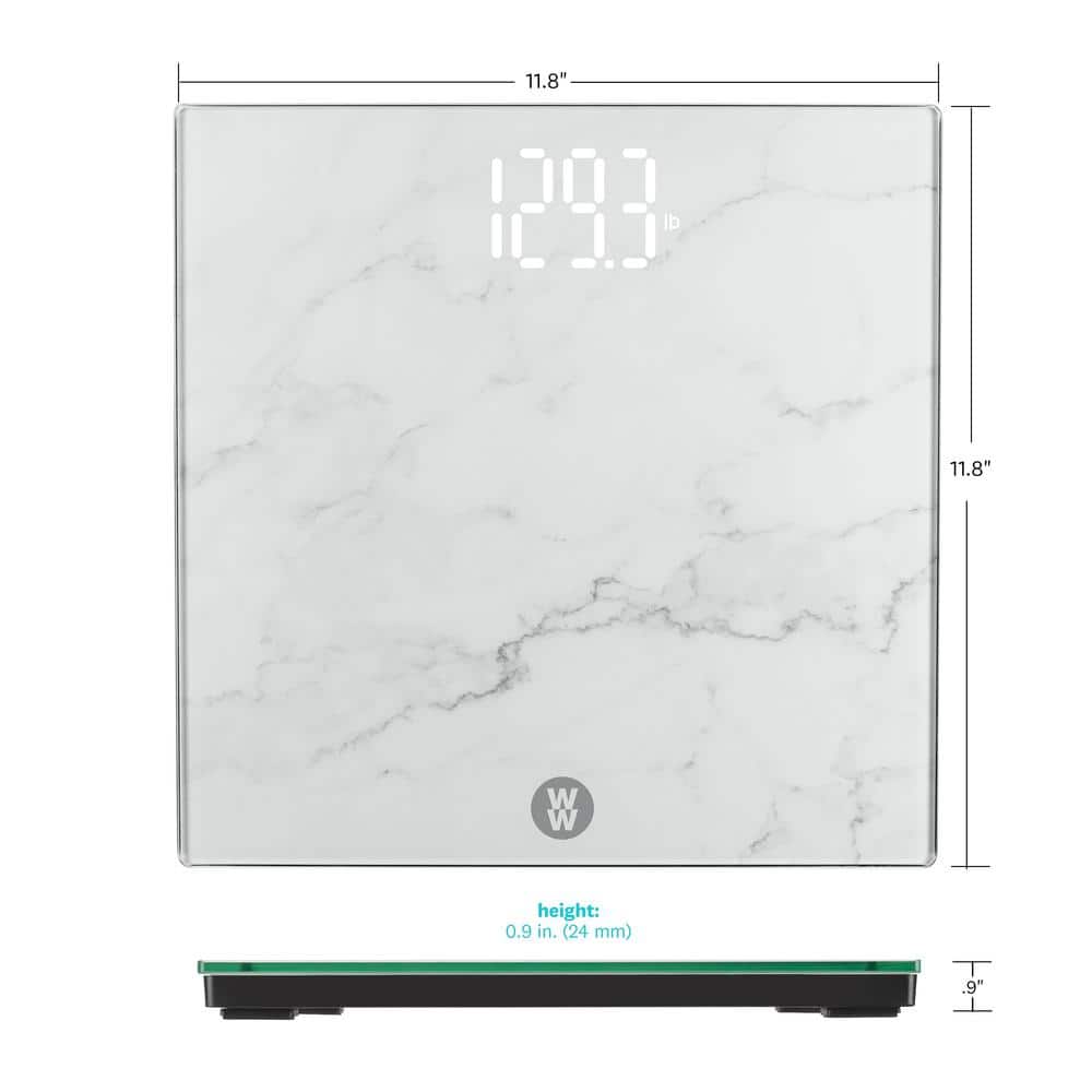 White Marble Digital Bathroom Scale with Hidden Display