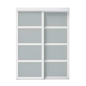 60 in. x 80.5 in. Frosted Glass Fusion Plus White Interior Sliding Closet Door