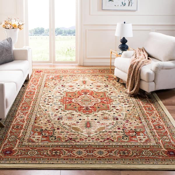 Lyndhurst Ivory/Rust 10 ft. x 10 ft. Square Border Medallion Floral Area Rug