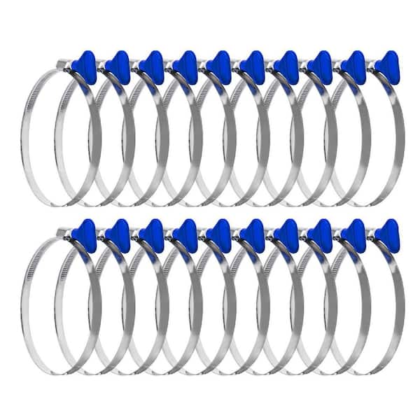 ‎POWERTEC 4 in. Stainless Steel Adjustable Key Hose Clamp, Thumb Screw Hose Clamps for Dust Collection, Dust Collector (20-Pack)