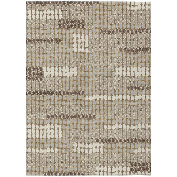 Chantille Machine Washable Indoor/Outdoor Abstract ACN2763 Mocha 10 ft. x 14 ft. Area Rug