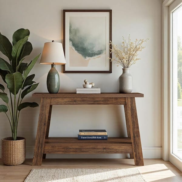 Turrella 41.3 in. Brown Rectangle Wood Console Table Small Entraway Table