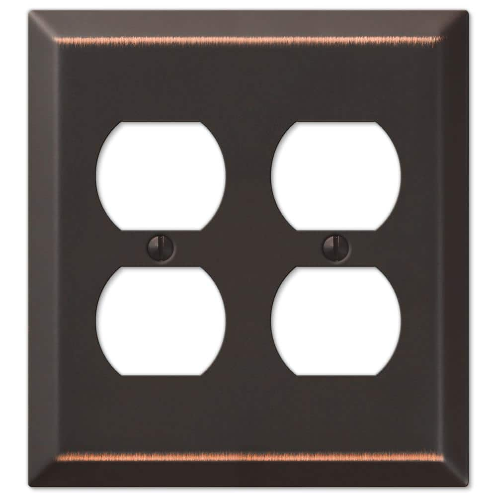 AMERELLE Metallic 2-Gang Aged Bronze Duplex Outlet Stamped Steel Wall ...