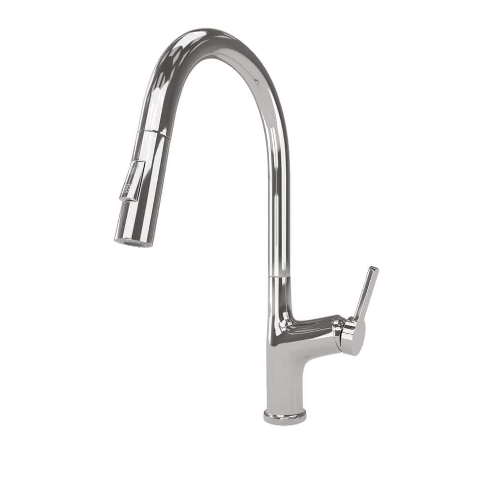 Aosspy Single Handle Pull-Down Kitchen Faucet with Dual-Function Sprayer in Chrome