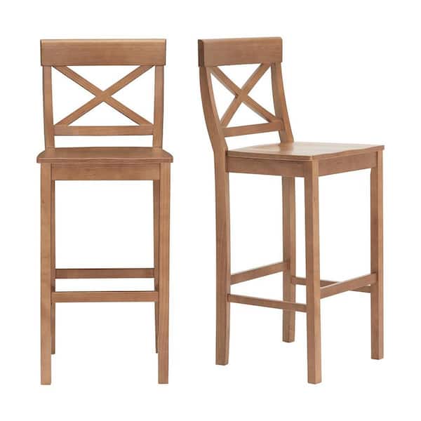 StyleWell Cedarville Patina Oak Finish Bar Stool with Cross Back (Set of 2) (19.42 in. W x 44.15 in. H)