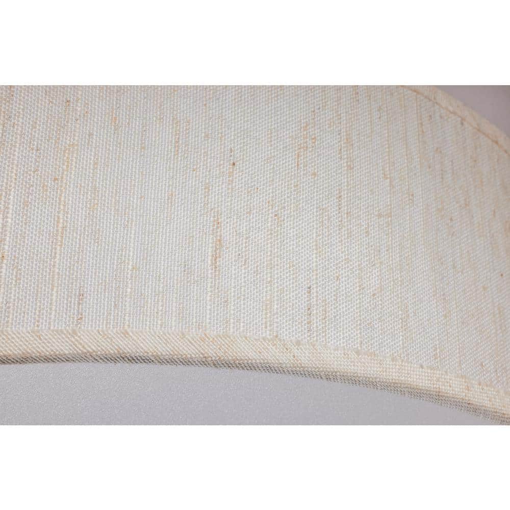 15 in. Beige Contemporary Integrated LED Flush Mount with Fabric Shade and White Acrylic Diffuser (NO TEST)
