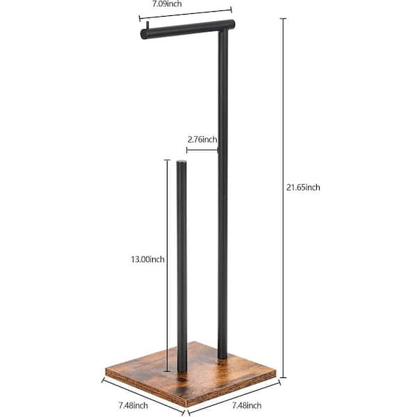 Oumilen Black Toilet Paper Holder Stand Free Standing Double Bar with Reserve