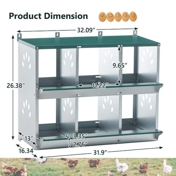 Thanaddo 6-Room Metal Chicken Nesting Boxes 6-Compartment Chicken