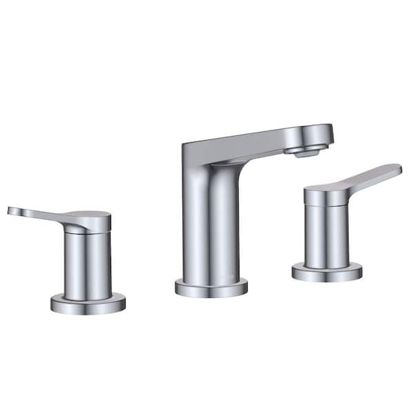 KRAUS Indy 2-Handle 8 in. Widespread Bathroom Faucet in Chrome with Pop Up Drain and Supply Lines