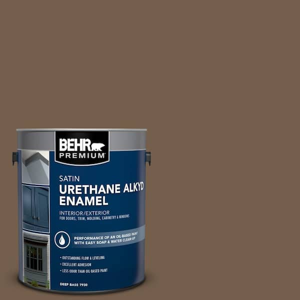 BEHR PREMIUM 1 gal. #MS-46 Chestnut Brown Urethane Alkyd Satin Enamel Interior/Exterior Paint