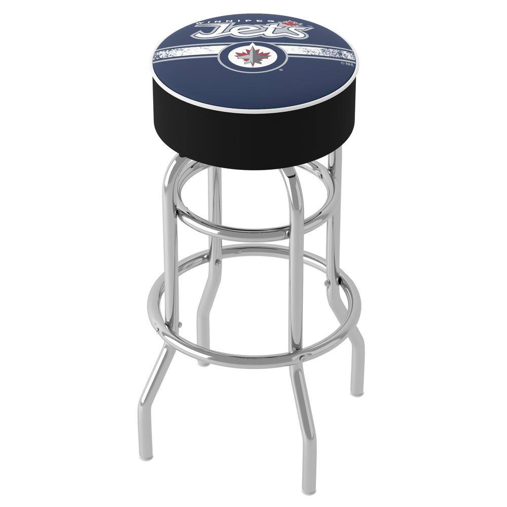Winnipeg Jets Logo 31 in. White Backless Metal Bar Stool with Vinyl