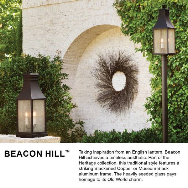 HINKLEY - Beacon Hill 3-Light Museum Black Hardwired Outdoor Wall Lantern Sconce