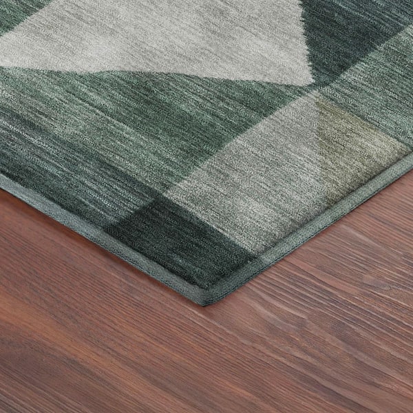 Mayfield Premium Machine Washable Abstract AMF2373 Basil 9 ft. x 12 ft. Area Rug