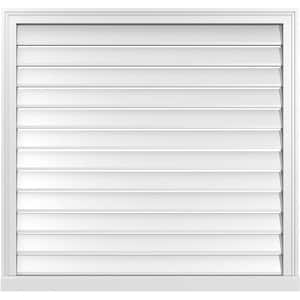 40 in. x 38 in. Vertical Surface Mount PVC Gable Vent: Functional with Brickmould Sill Frame
