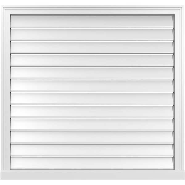Ekena Millwork 40 in. x 38 in. Vertical Surface Mount PVC Gable Vent: Functional with Brickmould Sill Frame