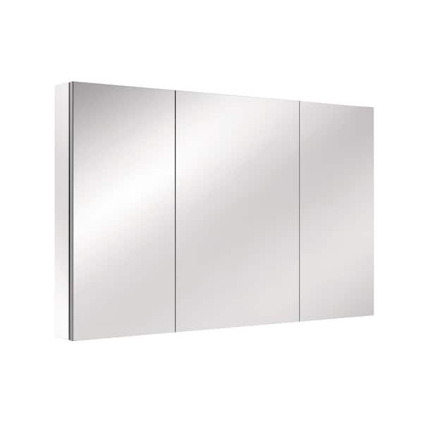 Ziyudura 48 in. W x 30 in. H Rectangular Aluminum Recess/Surface Mount Medicine Cabinet with Mirror, Triple Swing
