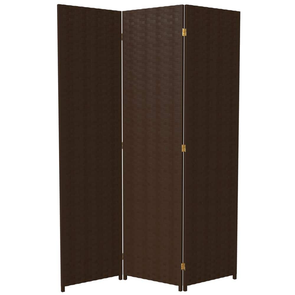 Dark Mocha Woven Fiber 6 ft. Folding Room Divider