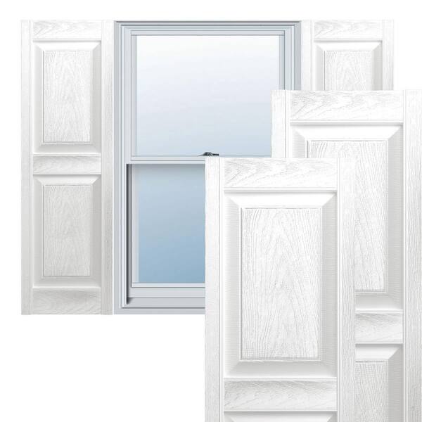 Builders Edge 12 in. W x 46 in. H TailorMade Two Equal Panels, Raised Panel Shutters - Bright White
