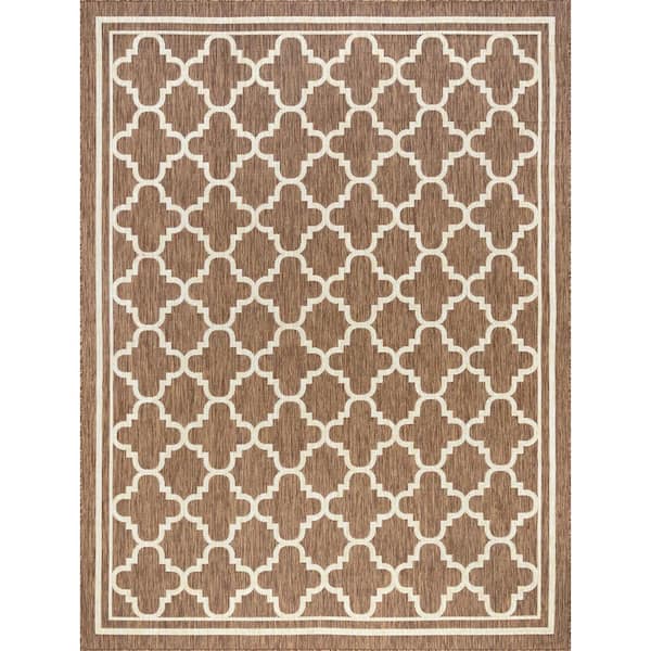 Tayse Rugs Eco Geometric Gold 4 ft. x 6 ft. Indoor/Outdoor Area Rug