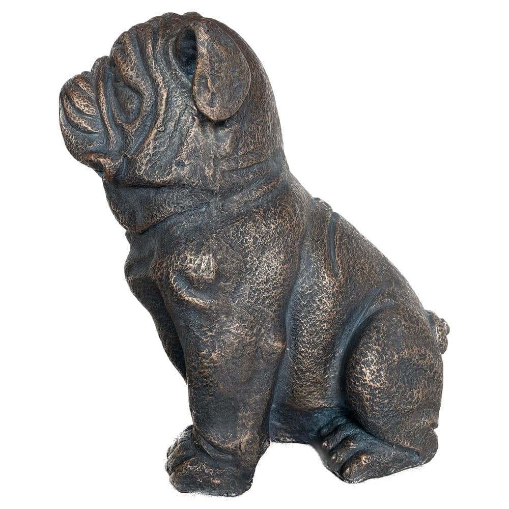 16" Copper-Look Resin Bulldog Garden Statue