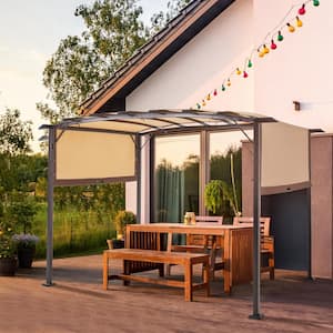 12 ft. x 9 ft. Beige Steel Outdoor Retractable Pergola with Adjustable and Removable Canopy