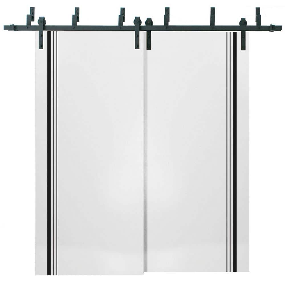 84 in. x 80 in. 2 Panel White Solid Wood with Honeycomb Sliding Barn Door with Hardware Kit price history on PriceWatchPro