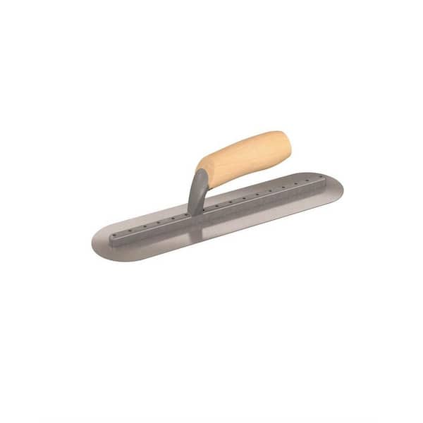 Bon Tool 14 in. x 3-1/2 in. Finishing Pool Trowel with Long Shank Camel Back Wood Handle
