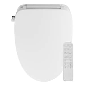 Deluxe Spa Electric Plug-in Smart Soft Close Bidet Seat for Elongated Toilets in White with Nozzle and Remote Control