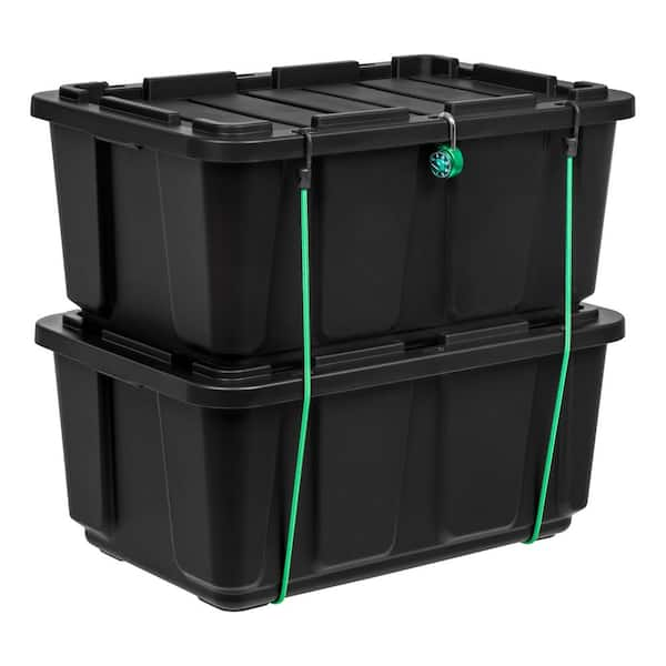 IRIS USA 4Pack 31gal Heavy Duty Storage Plastic Bin Tote Container, Black 