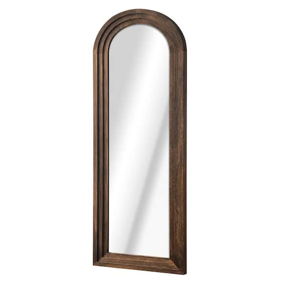 Dovelina 64 in. x 21 in. Solid Wood Framed Arch Steps Rustic White Full Length Leaning Mirror