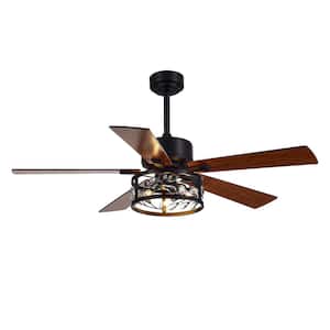 Fairy 52 in. Indoor Black Chandelier Ceiling Fan with Light Kit and Remote Control Included