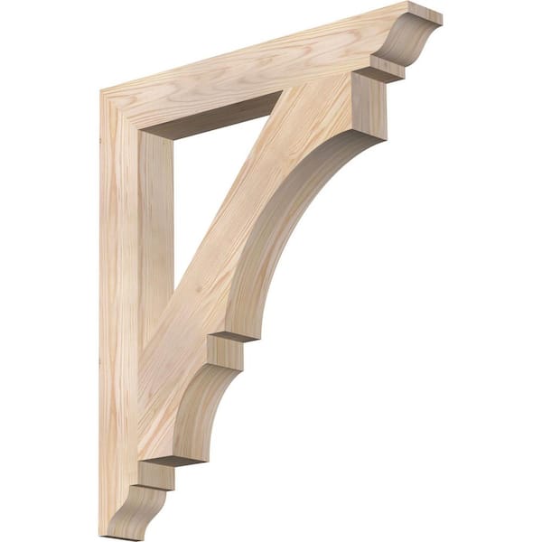 Ekena Millwork 3.5 in. x 30 in. x 26 in. Douglas Fir Balboa Traditional Smooth Bracket