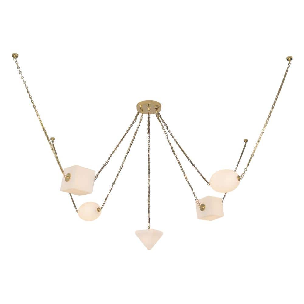 Mineral 5-Light Brass dimmable LED Chandelier with Opal Glass price history on PriceWatchPro