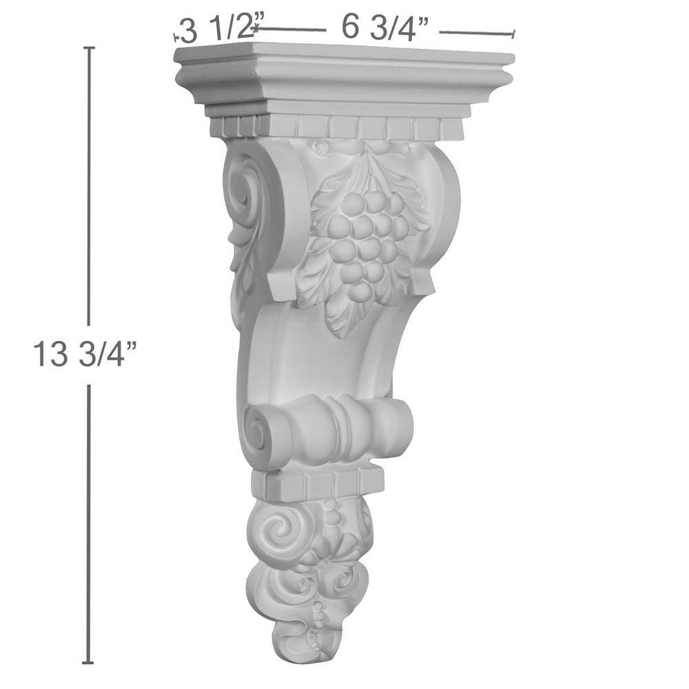 White Primed Polyurethane Grape Bunch Decorative Corbel