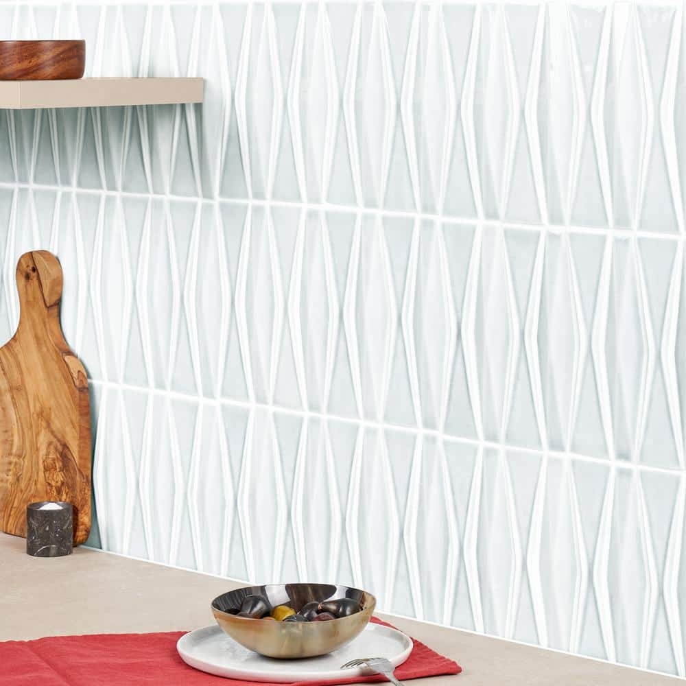 Arctic Blue 2x8 Crackled Glossy Glass Mosaic Tile