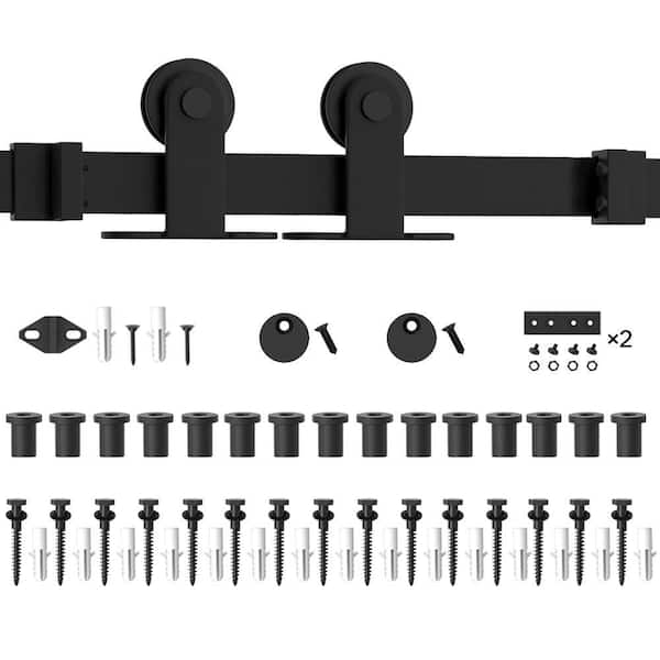 WINSOON 18 ft. /216 in. Top Mount Sliding Barn Door Hardware Track Kit for Single Door with Non-Routed Floor Guide