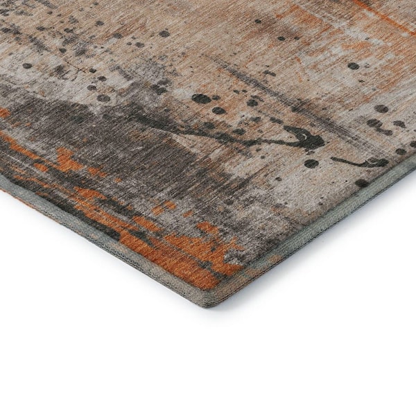 Mayfield Premium Machine Washable Abstract AMF1840 Orange 3 ft. x 5 ft. Area Rug