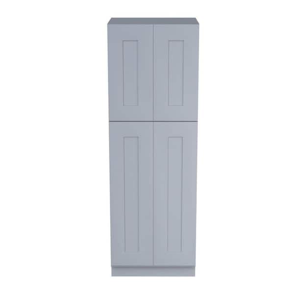 30 in. W x 24 in. D x 96 in. H Plywood Ready to Assemble Floor Base Kitchen Cabinet in Grey with Doors and Shelves
