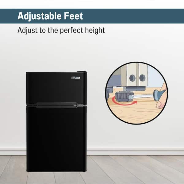 19 in. 3.2 cu. ft. 110V Compact 2-Door Mini Refrigerator in Black with Reversible Door