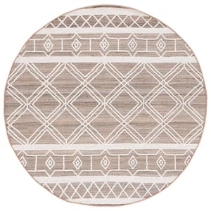 Natural Fiber Beige/Ivory 6 ft. x 6 ft. Woven Geometric Round Area Rug