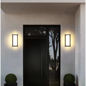 14 in. H Architectural Grey LED Outdoor Wall Light with Acrylic Shade