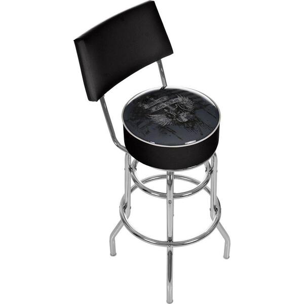 Trademark Fender American Black Padded Swivel Bar Stool with Back